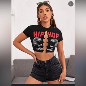Hip-Hop O-ring Cropped tee